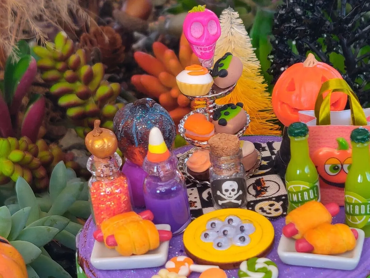 Halloween Party For Fairy Witches, Miniatures, Fairy Garden, Dollhouse