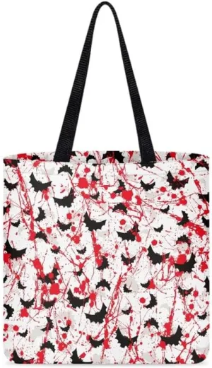 Halloween Pumpkin Reusable Canvas Tote Bag Bloodstained Bat College Cloth Book Bags Maple Leaf Grocery Shopping Bag