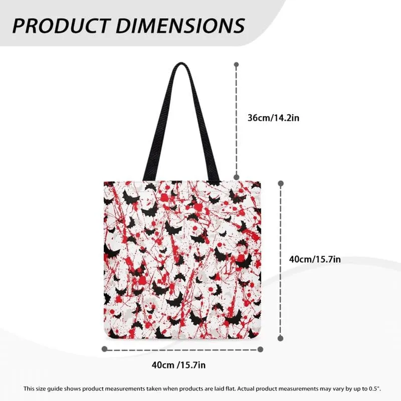 Halloween Pumpkin Reusable Canvas Tote Bag Bloodstained Bat College Cloth Book Bags Maple Leaf Grocery Shopping Bag
