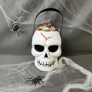 Halloween Skull Bucket White