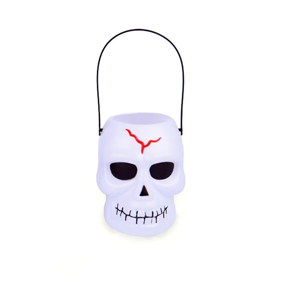 Halloween Skull Bucket White