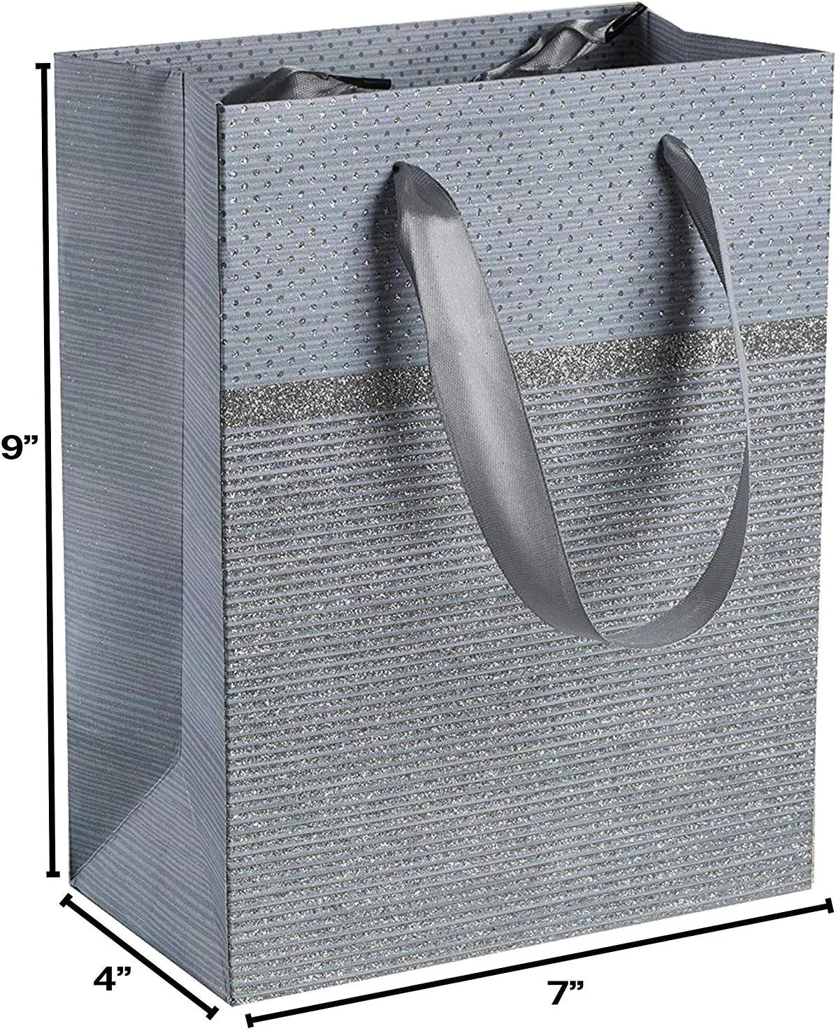 Hammont Wedding Gift Bags for Hotel Guests – Sparkly Glitter Bridesmaid Bag – Party Favor Bag - Baby Shower, Thank You & Birthday Bags for Women - Bolsitas Para Dulces - Bulk 12 Pack – 9”X7”X4” (Grey)