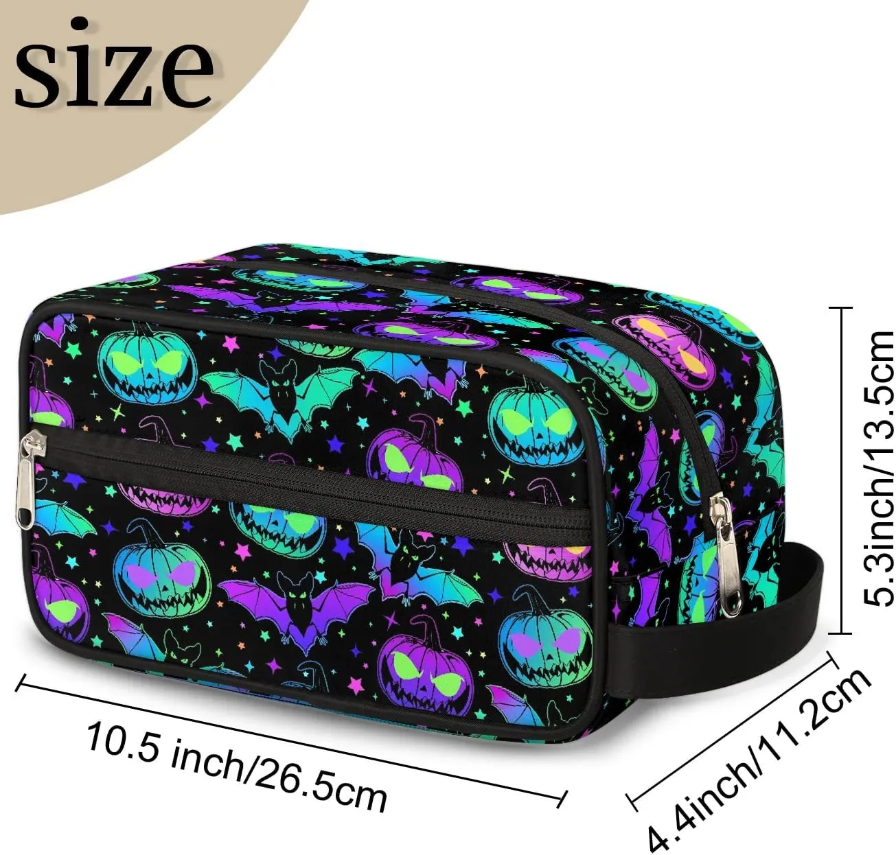 Hanging Toiletry Bag for Women Halloween Theme Bat Pumpkin Travel Makeup Bag Organizer Toiletries Bag for Travel Size Essentials Accessories Cosmetics