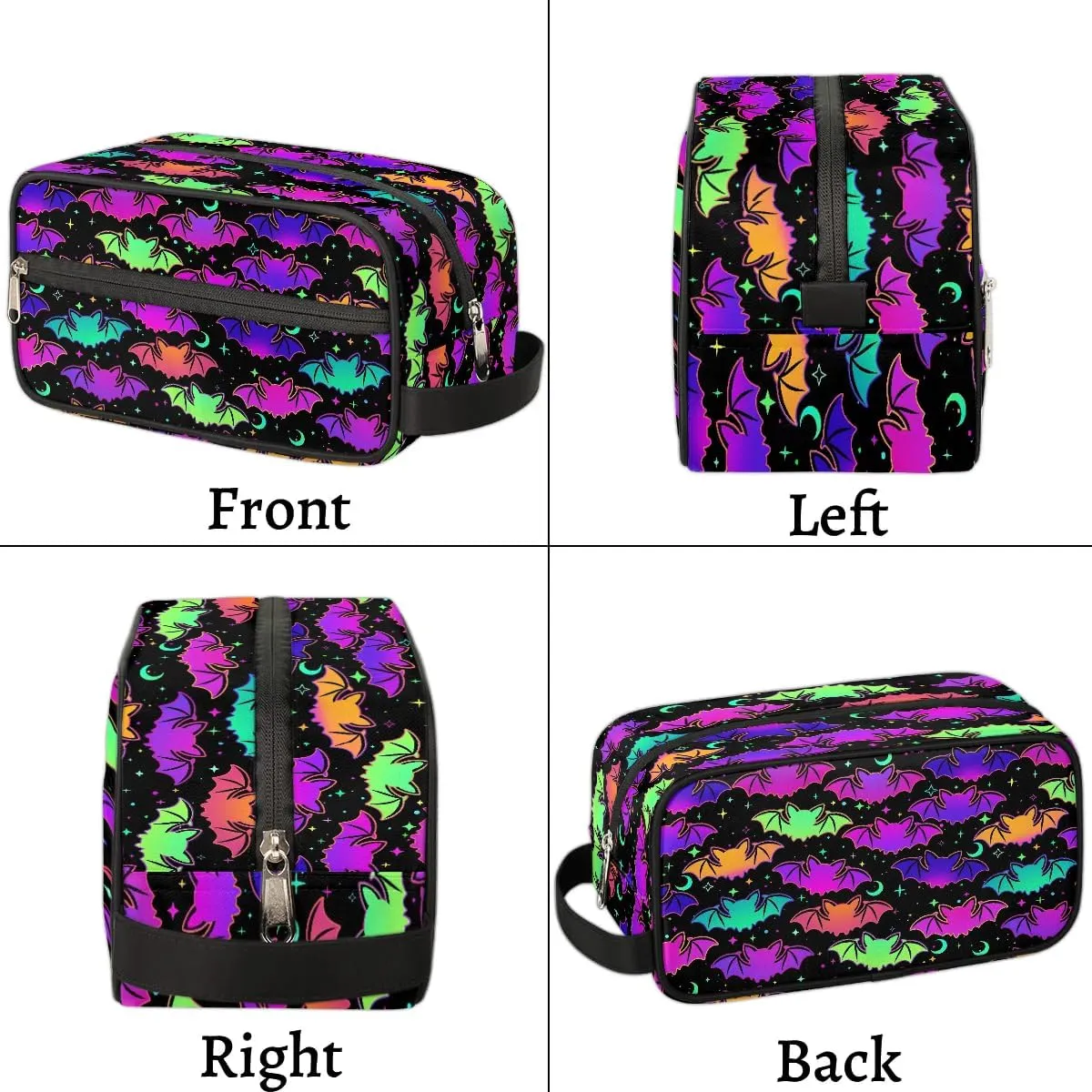 Hanging Toiletry Bag for Women Halloween Theme Gothic Bat Travel Makeup Bag Organizer Toiletries Bag for Travel Size Essentials Accessories Cosmetics