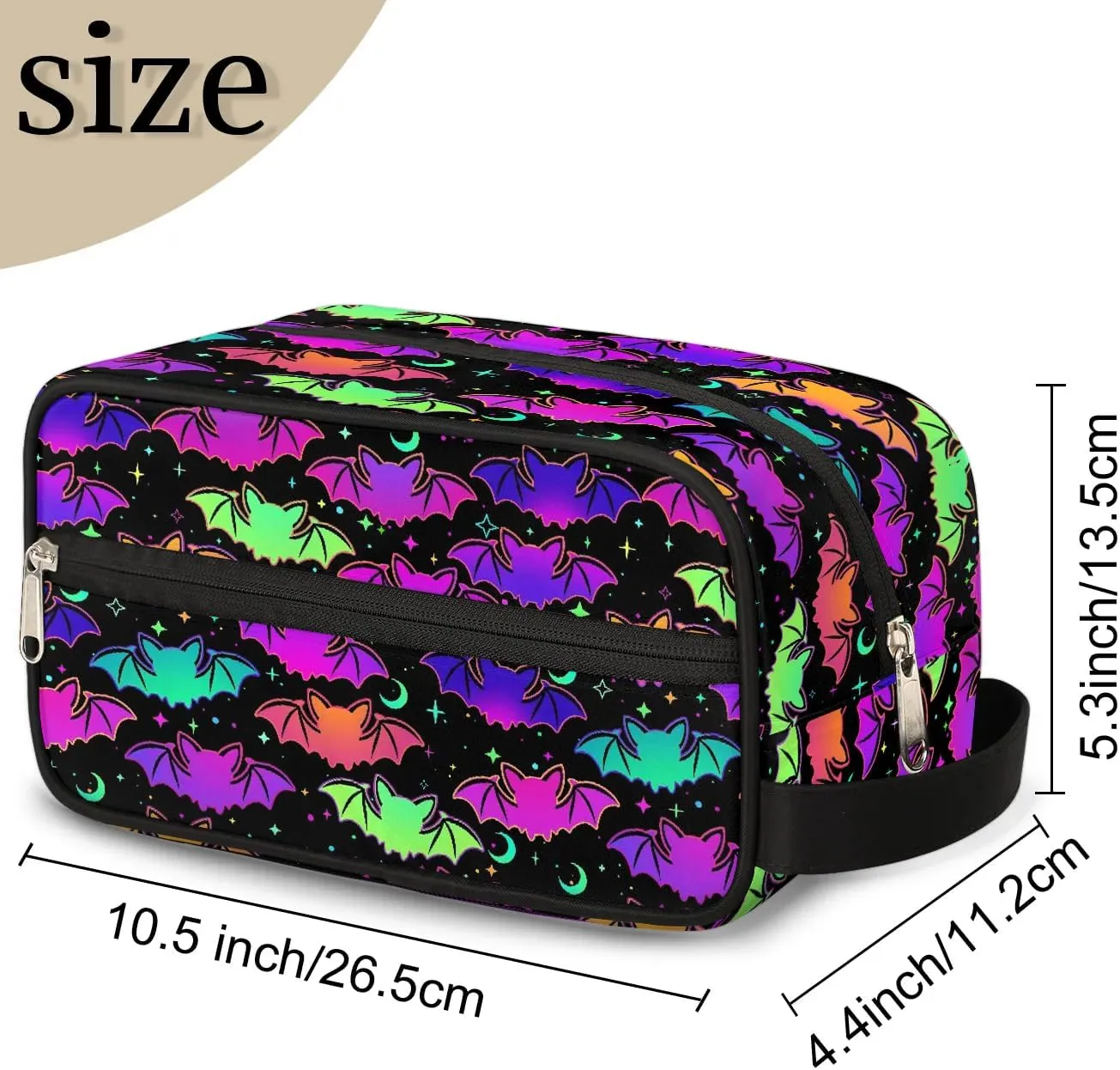 Hanging Toiletry Bag for Women Halloween Theme Gothic Bat Travel Makeup Bag Organizer Toiletries Bag for Travel Size Essentials Accessories Cosmetics