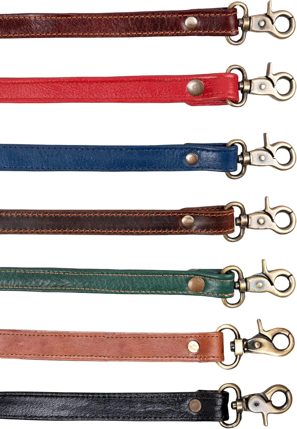 HB Full Grain Leather Purse Strap 2Pcs ~ 24" Premium Short Purse Replacement Handles for Handbag Underarm Bags with Brass Buckles (Cherry Brown)