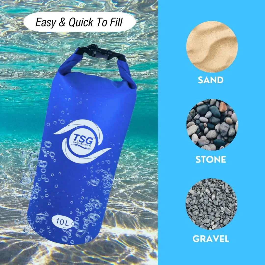 Heavy Duty Swimming Pool Ladder Weights, Weighted Sandbag Anchor for Inground Stairs, Above Ground Pool Steps Weight, Stabilizer Sandbags, Waterproof Sand Bags Beach Canopy Tent Anchors, 10L Dry Bag