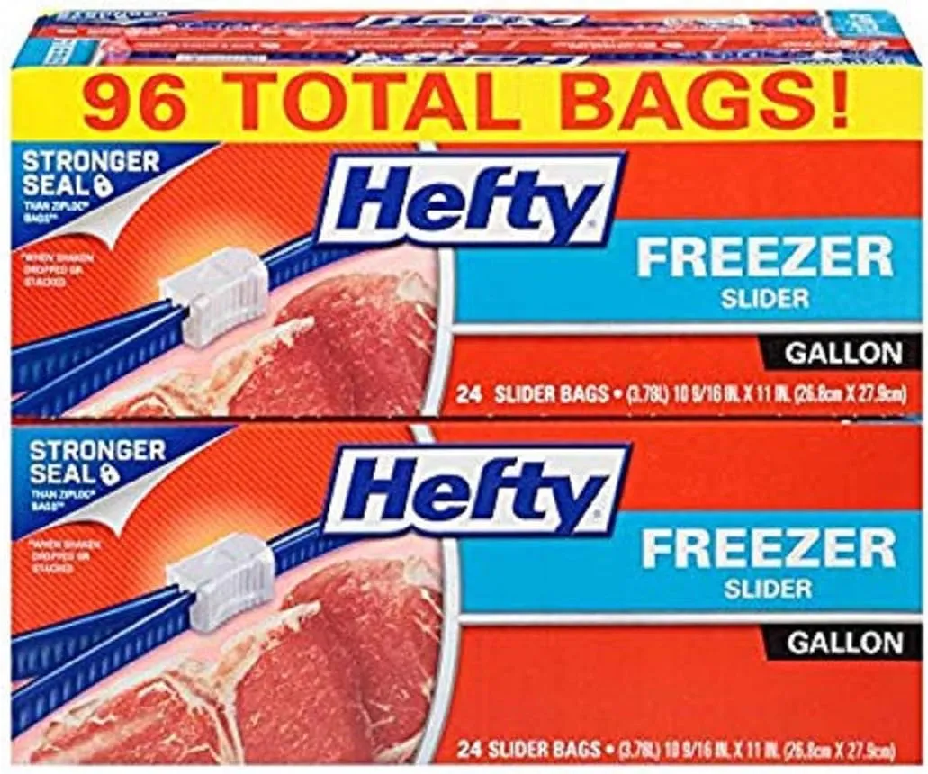 Hefty 4-24 CT Gallon Freezer Slider Bags, 96 CT