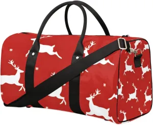 Holiday Elk Red Travel Duffel bag for Men Women Weekender Overnight Bag Gym Bag Carry On Luggage Bags for Yoga Workout Sports