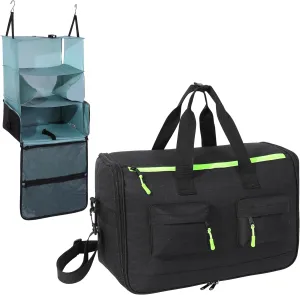 HOMBYS Convertible Garment Duffle Bags for Travel with Portable Hanging Travel Shelves Design, 2-in-1 Duffle Bag Also A Expandable Packing Cube, Carry on Closet with Hanger for Clothes (17"x12"x7.5")