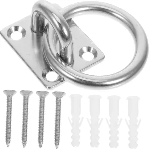 Homoyoyo 1 Set Stainless Steel Square Eye Plate with Ring Heavy Duty Wall Mount Hook for Yoga Swings Hammocks and Punching Bags High Strength Versatile Design