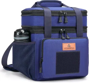 HSHRISH Expandable Large Tactical Lunch Box for Adults, Durable Insulated Lunch Bags with Shoulder Strap, Cooler Bag for Men Women Work Outdoor Picnic Trips,Blue