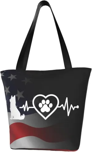 Husky Dog Heartbeat Fashion Shoulder Bag Large Capacity For Man Or Woman