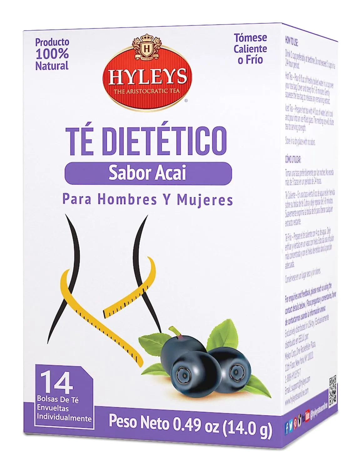 Hyleys Dieter's Tea with Acai Berry Flavor - 14 Tea Bags - Slimming Weight Loss Detox Cleanse Tea (24 Pack - 336 Tea Bags Total)