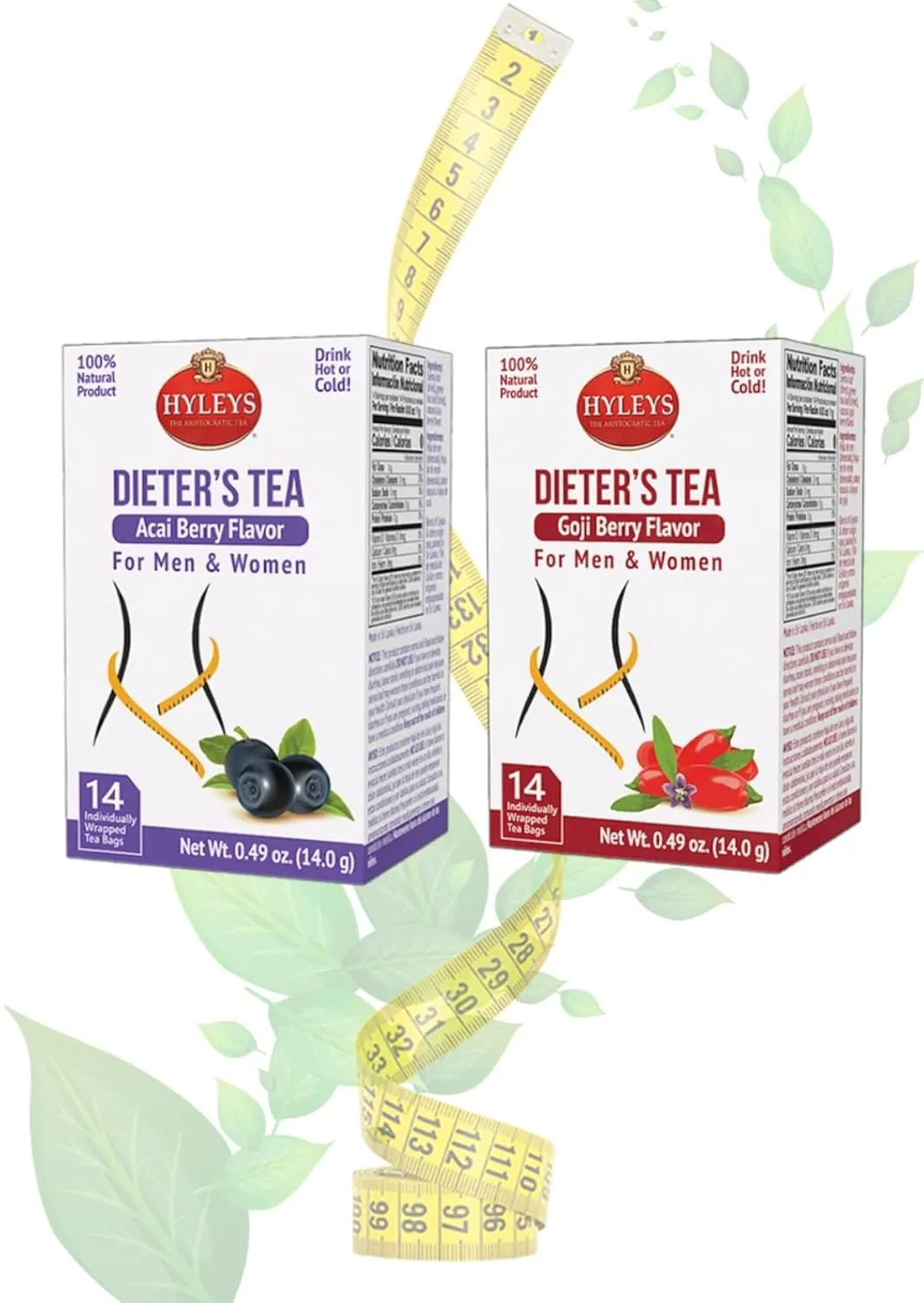 Hyleys Dieter's Tea with Acai Berry Flavor - 14 Tea Bags - Slimming Weight Loss Detox Cleanse Tea (24 Pack - 336 Tea Bags Total)