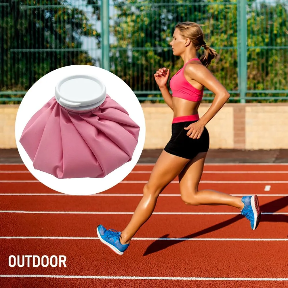 Ice Pack for Injuries Reusable, Classic No-Leak Ice Bags, Ice Bags Hot Water Bag for Hot & Cold Therapy and Pain Relief, Relieve Migraines, Sports Injuries Swelling Pain (Pink 6"/9"/11" Wrap)