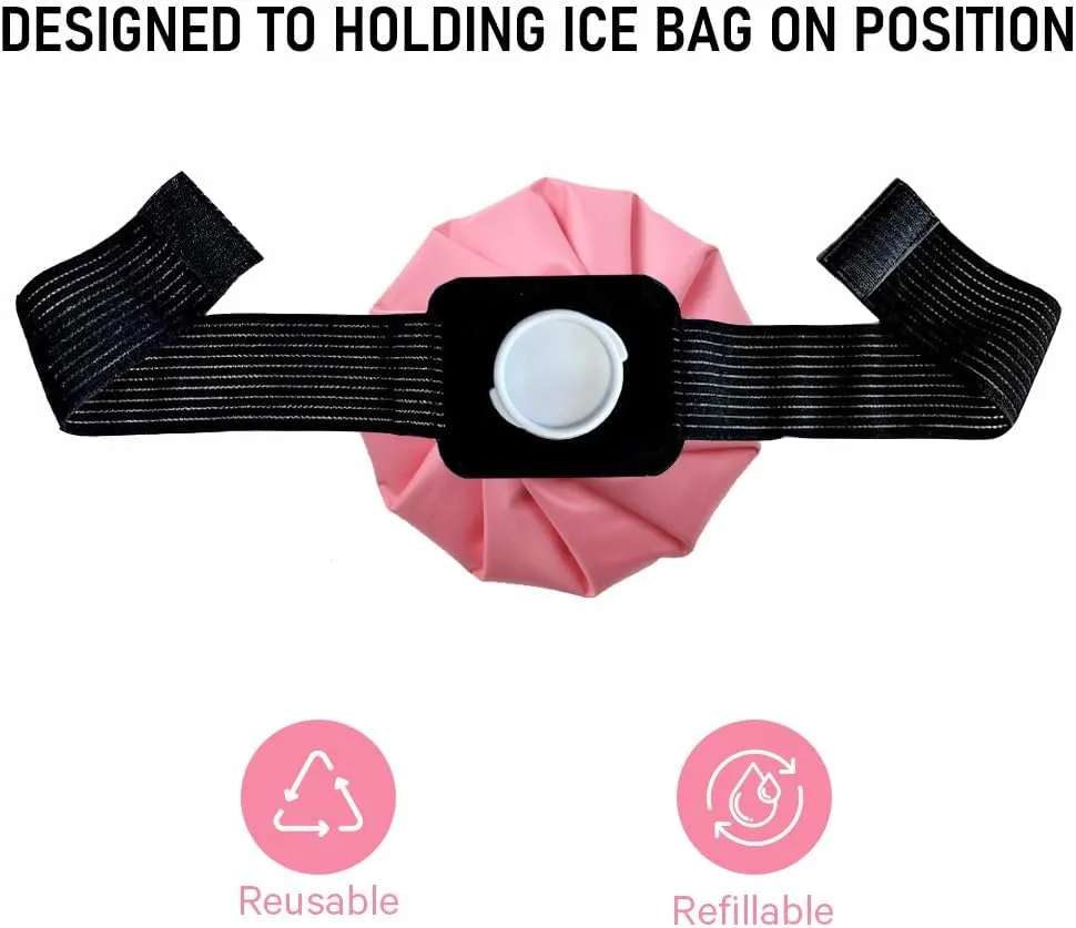Ice Pack for Injuries Reusable, Classic No-Leak Ice Bags, Ice Bags Hot Water Bag for Hot & Cold Therapy and Pain Relief, Relieve Migraines, Sports Injuries Swelling Pain (Pink 6"/9"/11" Wrap)