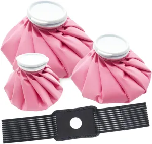 Ice Pack for Injuries Reusable, Classic No-Leak Ice Bags, Ice Bags Hot Water Bag for Hot & Cold Therapy and Pain Relief, Relieve Migraines, Sports Injuries Swelling Pain (Pink 6"/9"/11" Wrap)