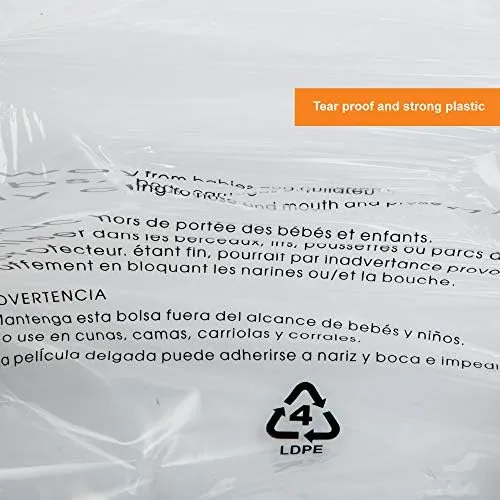 Infinite Pack 6" X 9" 1000 CT Self Seal Clear Poly Bags with Suffocation Warning for Packaging, Shipping Permanent Adhesive