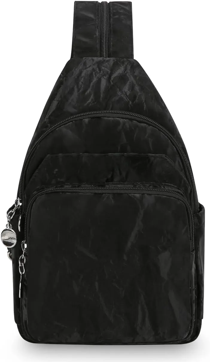 Innovative Sling Bag Backpack Converts to Comfortable Crossbody Bag for Women, Perfect for Commute,Weekend Getaways, Outdoors Hikking (BLACK)