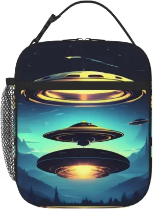 Insulated Lunch Bag For Men Women Adults,Small Lunchbox For Work,Picnic Portable Small Reusable Spacecraft Descend Print Lunch Box Container For Office,Outdoors,On The Go
