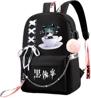 ISaikoy Anime Ciel Phantomhive Backpack Sebastian Bookbag Daypack School Bag Shoulder Bag Style I5