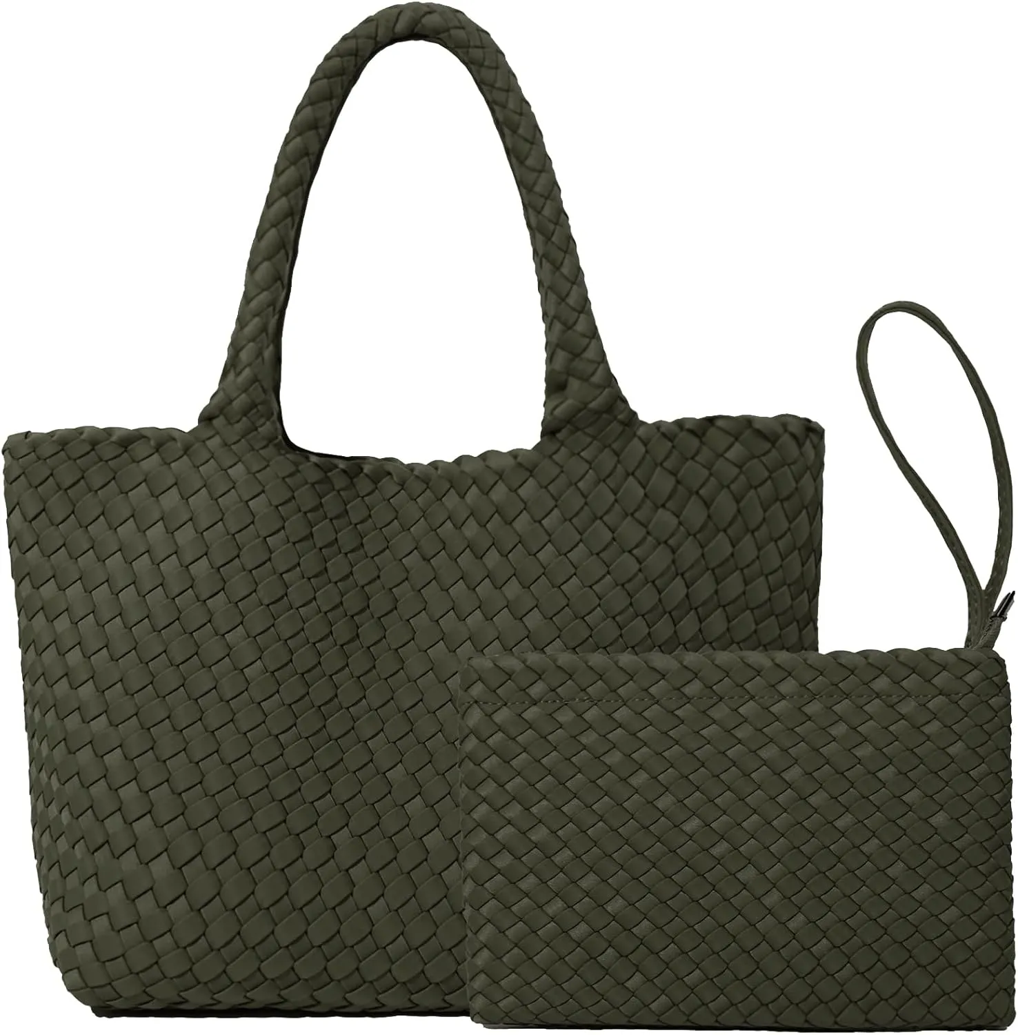 JINMANXUE Neoprene Woven Tote Bag For Women Large Capacity Handbag Patchwork Handmade Casual Shoulder Bags