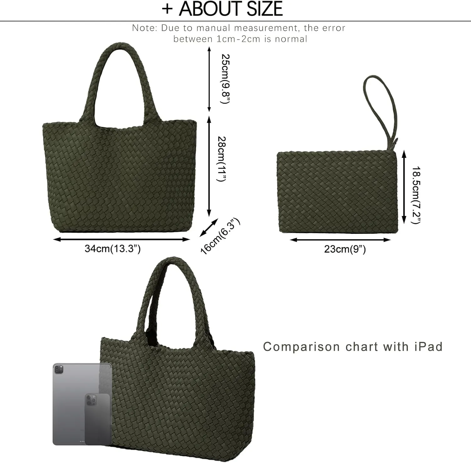 JINMANXUE Neoprene Woven Tote Bag For Women Large Capacity Handbag Patchwork Handmade Casual Shoulder Bags