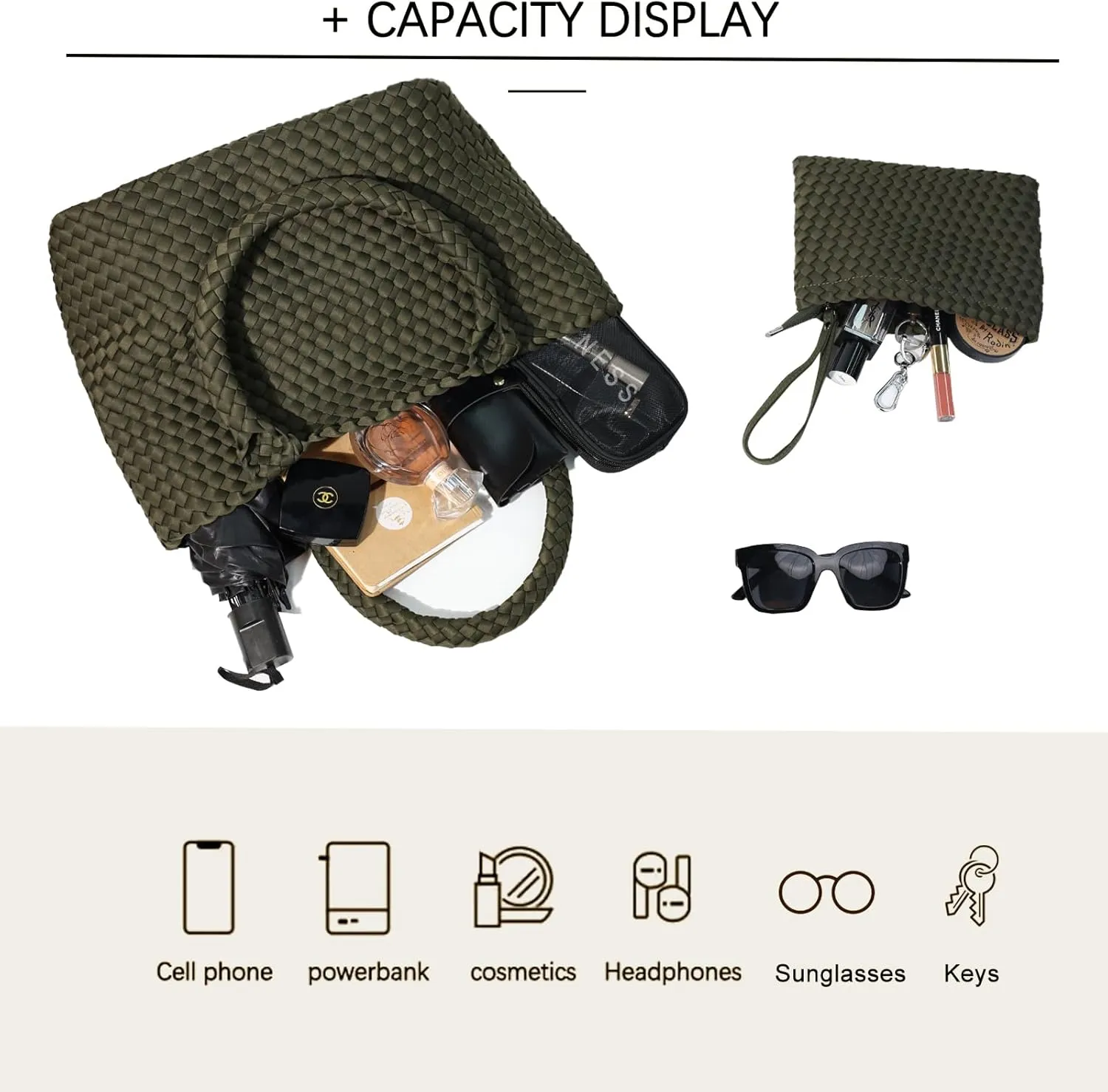 JINMANXUE Neoprene Woven Tote Bag For Women Large Capacity Handbag Patchwork Handmade Casual Shoulder Bags