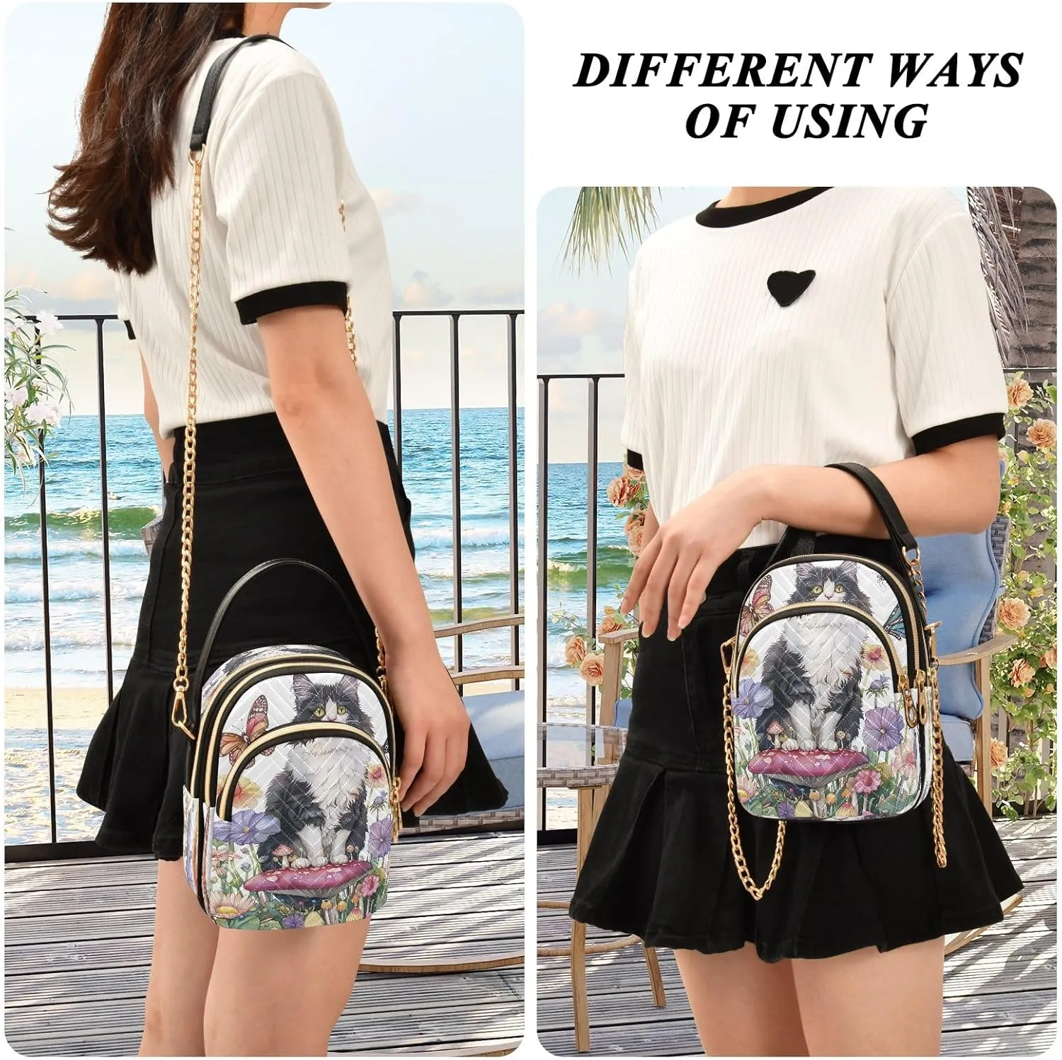 Joisal Colorful Wildflowers Crossover Bags for Women Trendy Small Shoulder Purse, Wallet Purse for Women