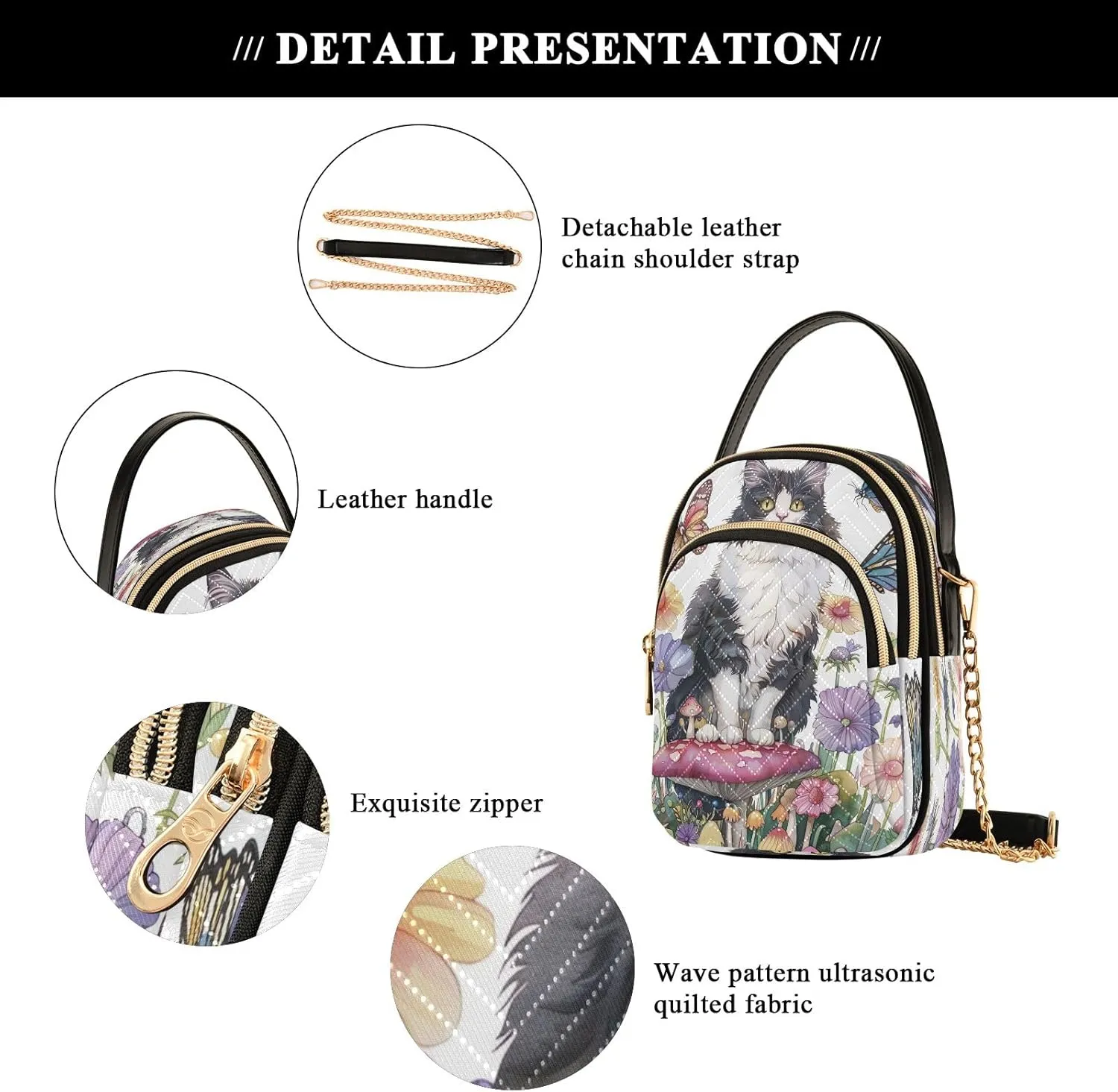 Joisal Colorful Wildflowers Crossover Bags for Women Trendy Small Shoulder Purse, Wallet Purse for Women
