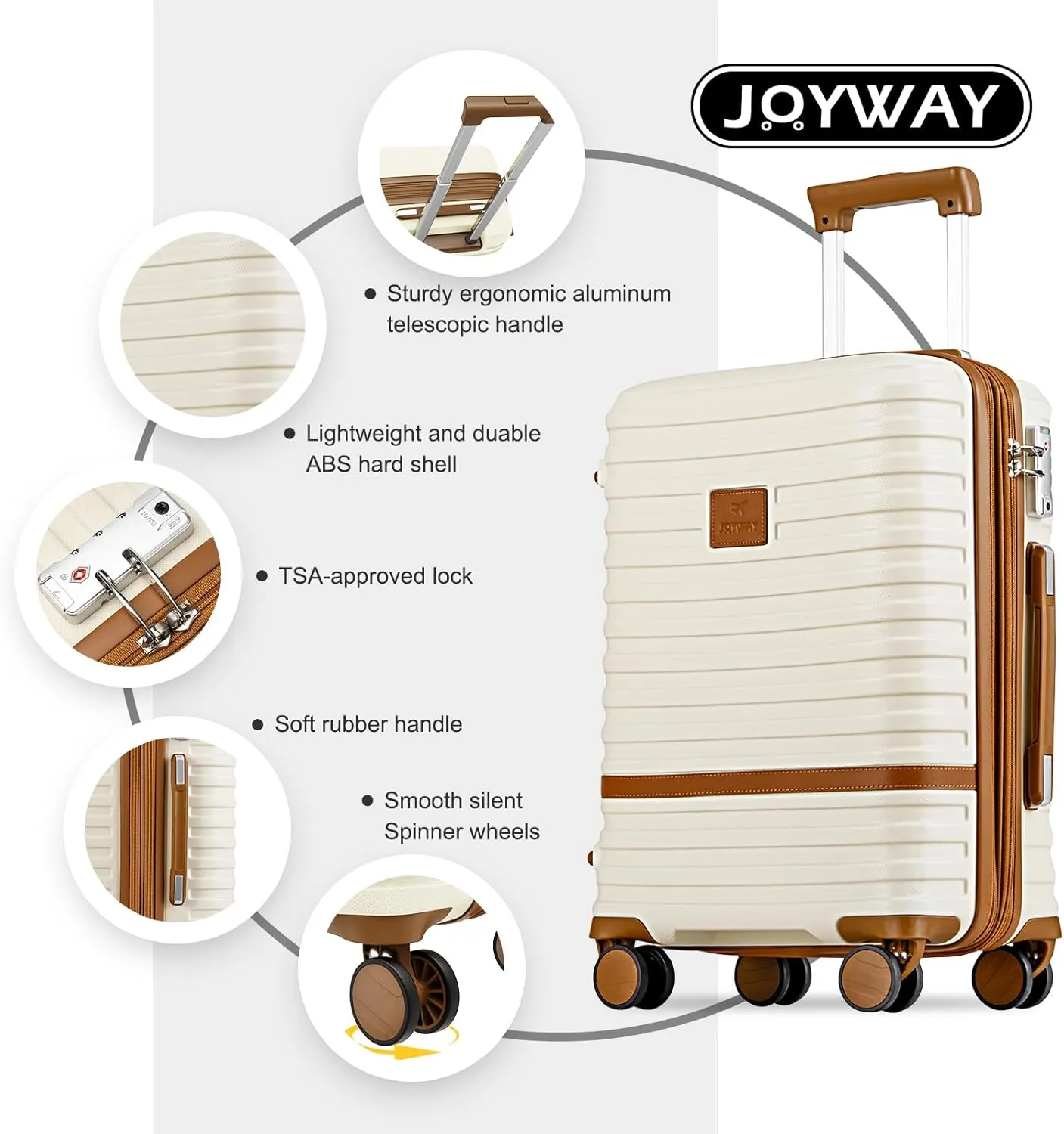 Joyway Expandable Luggage Sets 5 Piece, Hard Case Suitcase Set with Spinner Wheels, Hardshell Lightweight Travel Luggage with TSA Lock