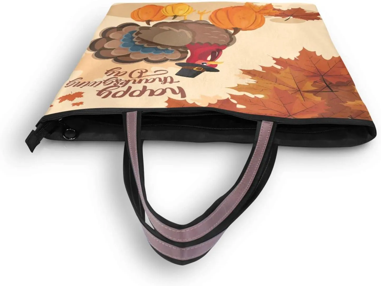 JSTEL Halloween Pumpkin Tote Purse with Pockets and Compartments,Halloween Bat Tote Bag Zippered
