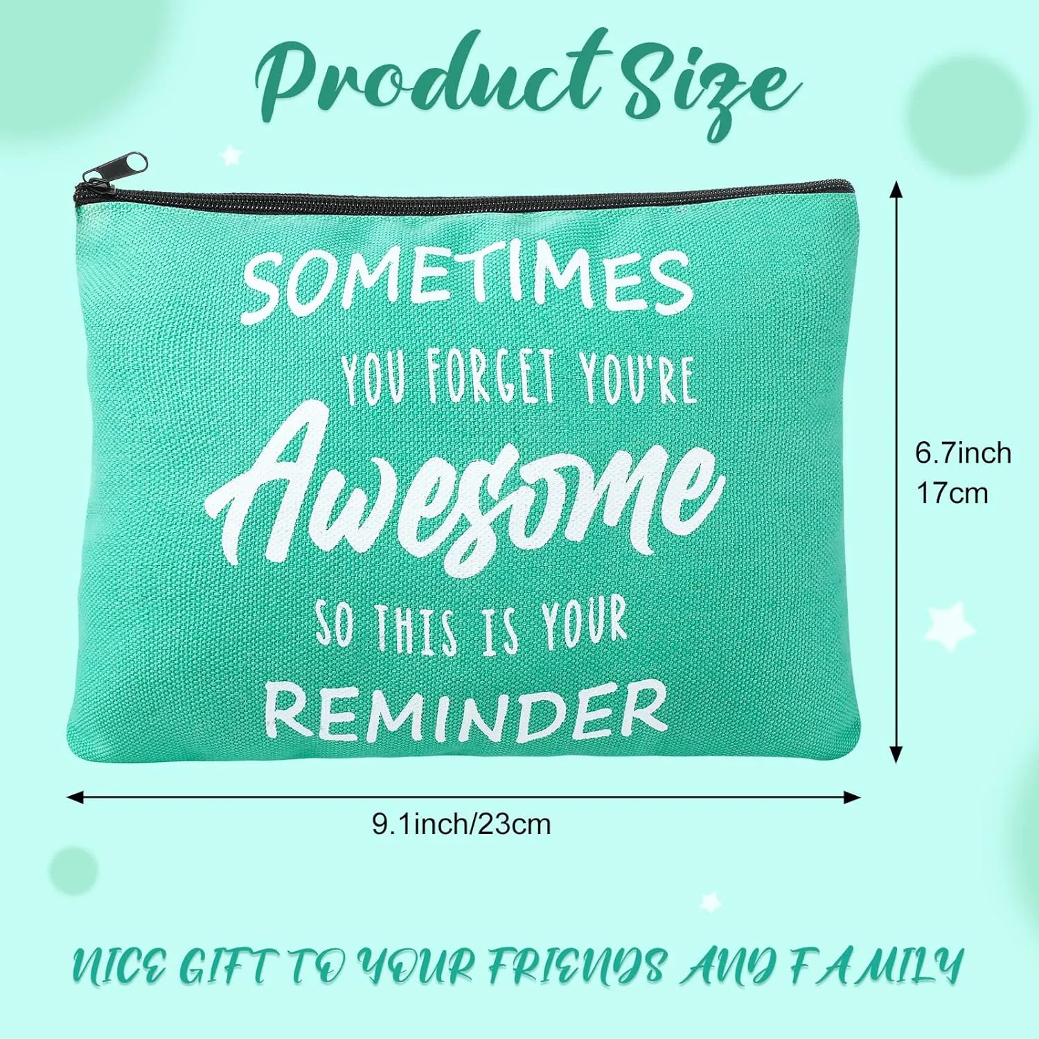 Kajaia 50 Pcs Inspirational Gifts Cosmetic Bags Thank You Appreciation Gift Canvas Makeup Bag Toiletry Bag with Zipper Motivational Quotes Purse for Girl Women Mom(6.7 x 9.1 Inch)