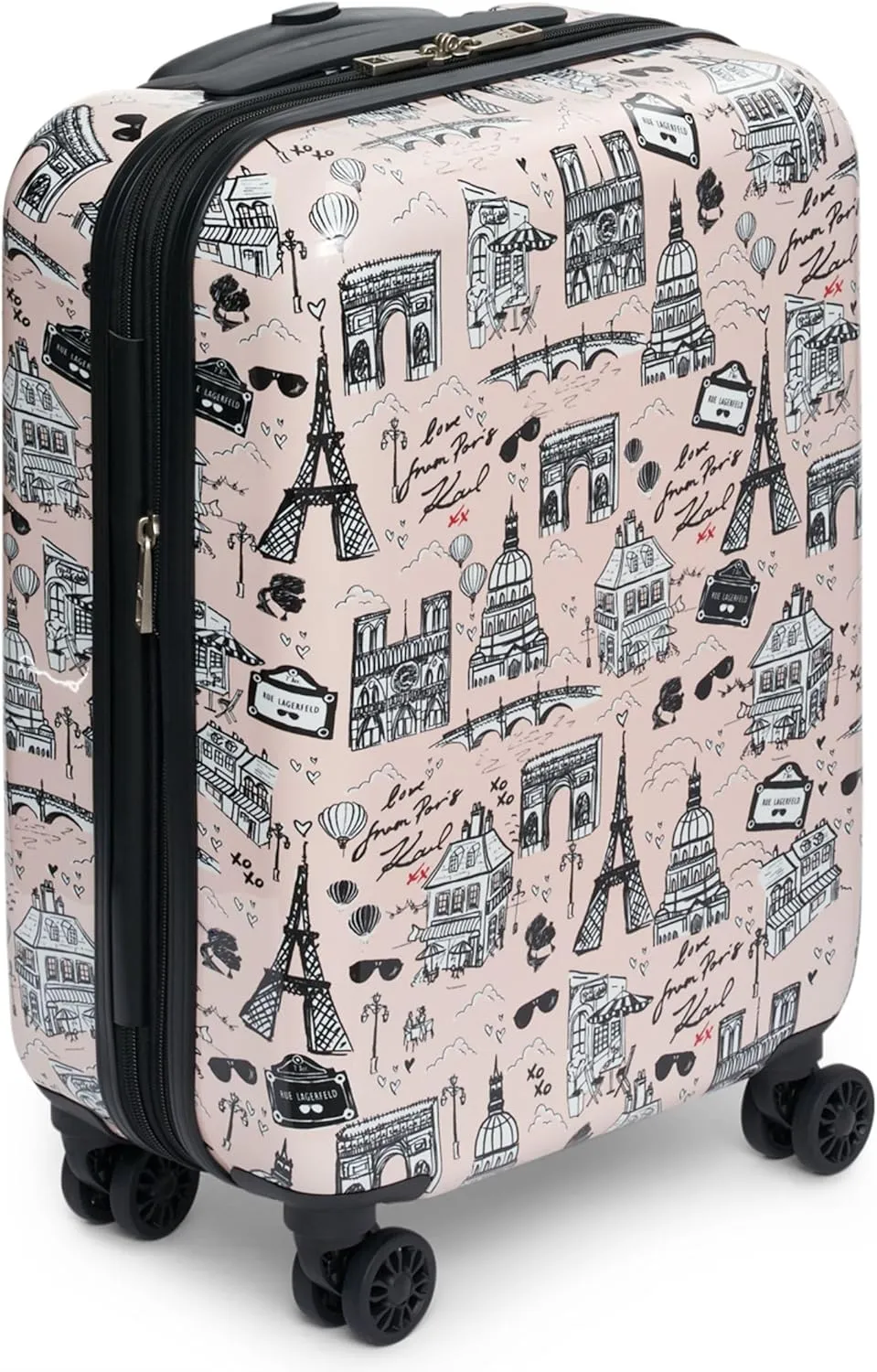 Karl Lagerfeld Paris Karl in Paris Upright Hardside Suitcase, Pink/Black, Small