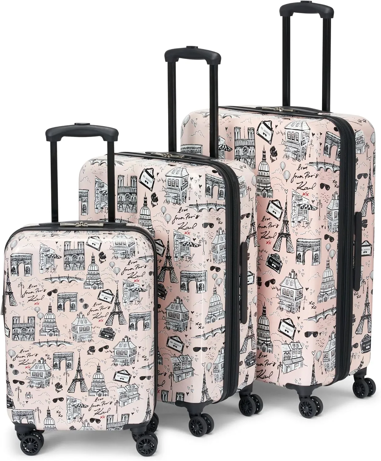 Karl Lagerfeld Paris Karl in Paris Upright Hardside Suitcase, Pink/Black, Small