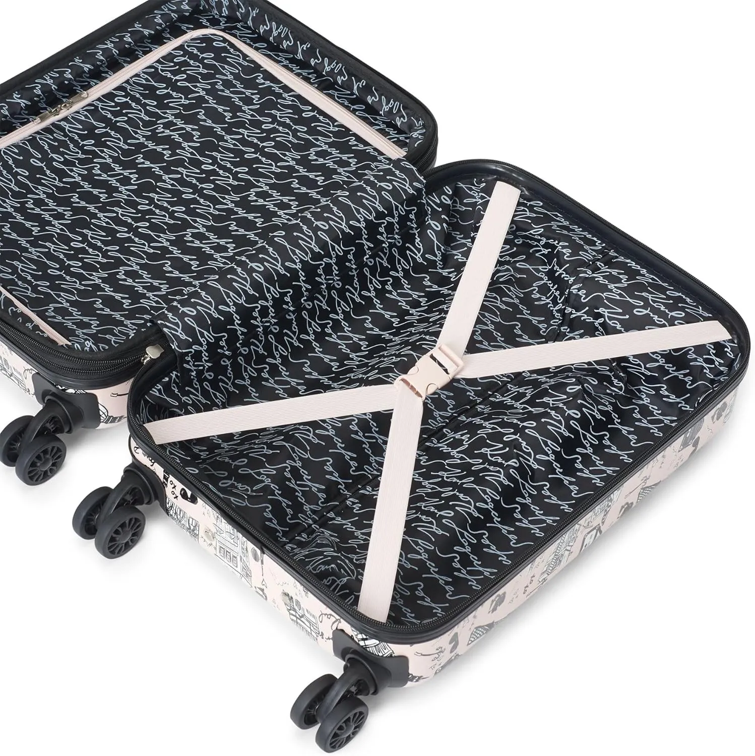 Karl Lagerfeld Paris Karl in Paris Upright Hardside Suitcase, Pink/Black, Small
