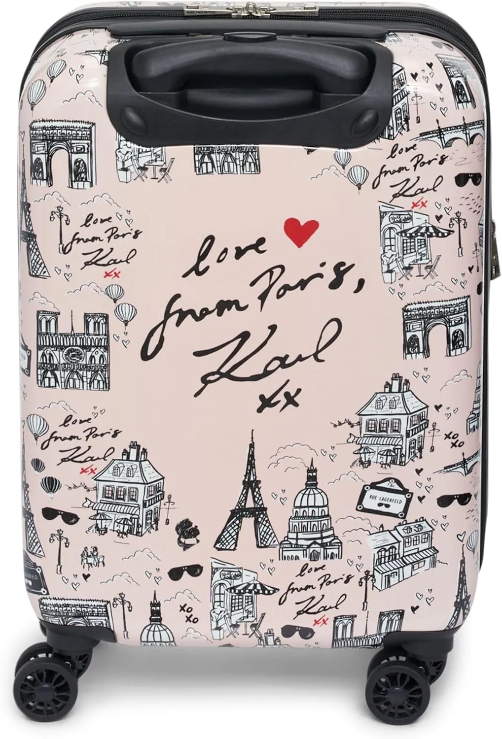 Karl Lagerfeld Paris Karl in Paris Upright Hardside Suitcase, Pink/Black, Small