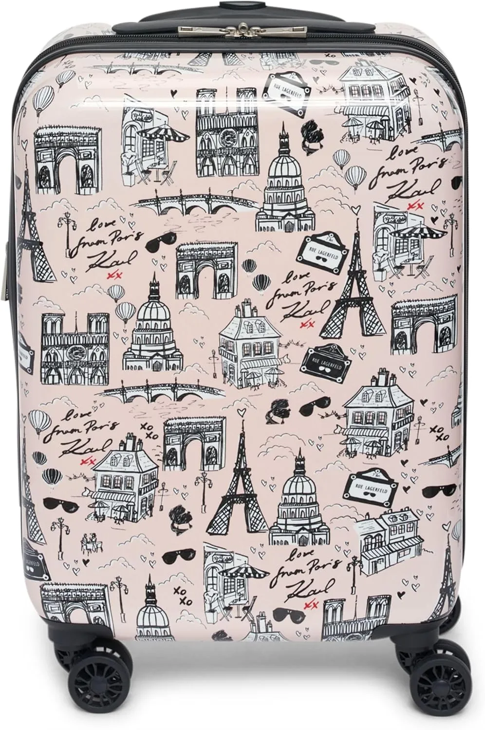 Karl Lagerfeld Paris Karl in Paris Upright Hardside Suitcase, Pink/Black, Small