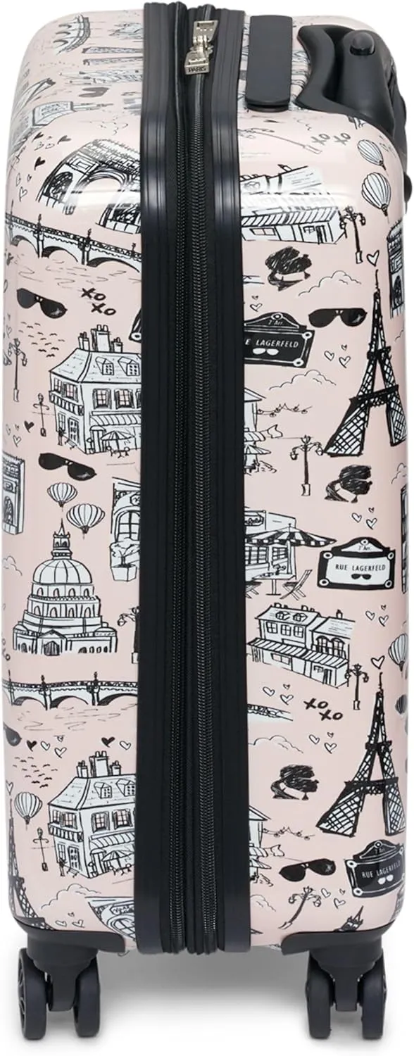 Karl Lagerfeld Paris Karl in Paris Upright Hardside Suitcase, Pink/Black, Small