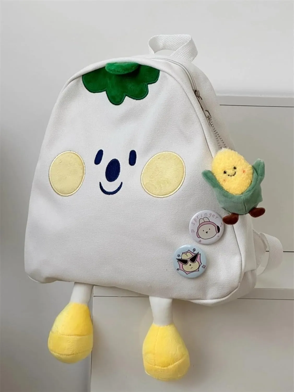 Kawaii Shoulder Bag Head-turning Design Bag Smile Face Mini Bags 3 Colors (White)