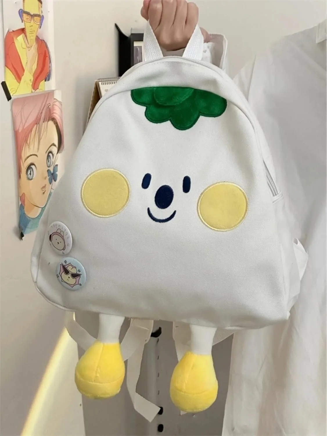 Kawaii Shoulder Bag Head-turning Design Bag Smile Face Mini Bags 3 Colors (White)