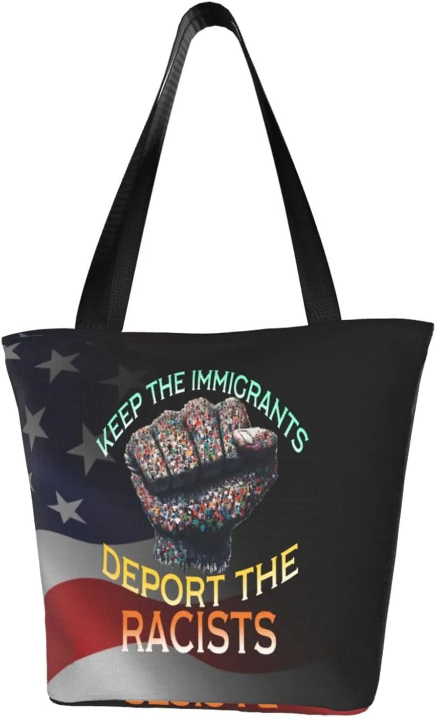 Keep The Immigrants Deport The Racists Fashion Shoulder Bag Large Capacity For Man Or Woman