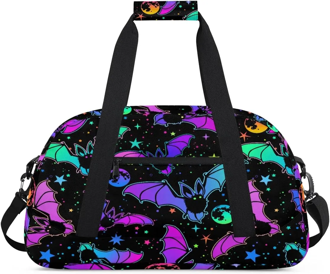 Kids Overnighter Duffel Bags for Boys Girls, Gothic Bat Carry-On Size Sports Gym Bag for School Practice or Overnight Travel Weekender Sleepover Workout Tote Bag