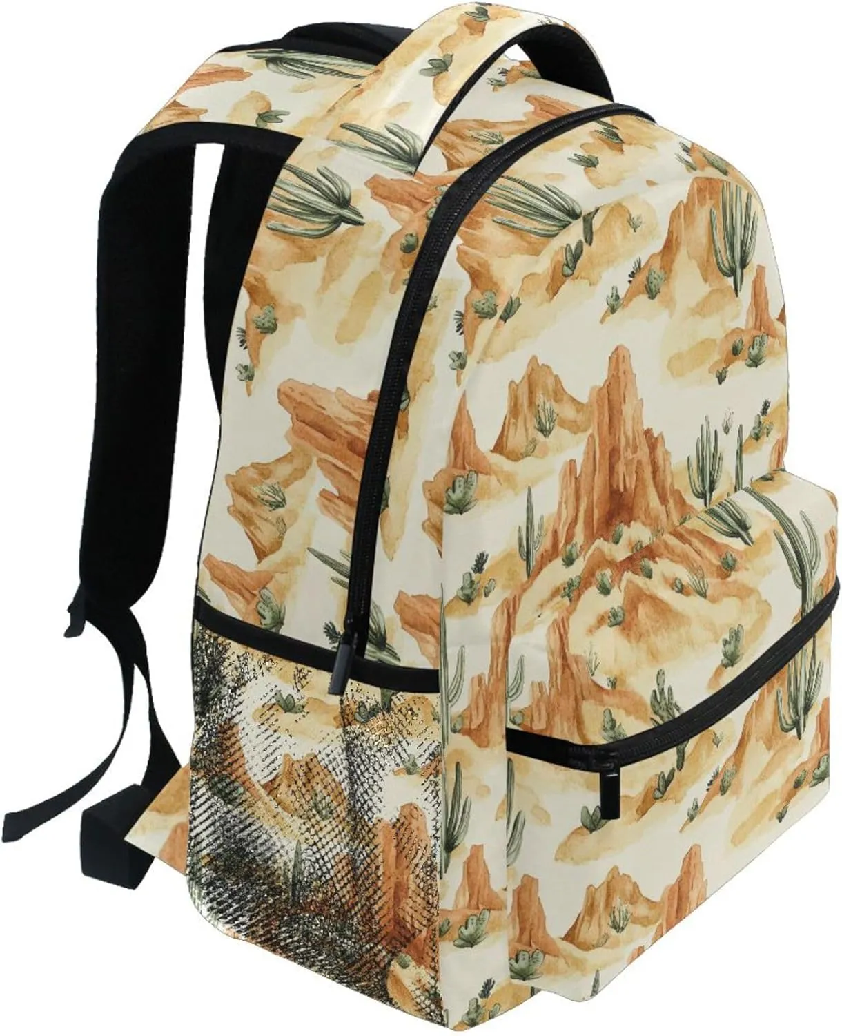 KLL Cute Backpack for Women Men Waterproof Travel Laptop Backpack with Chest Strap for College Work Western Cowboy Cactus Deep Canyons