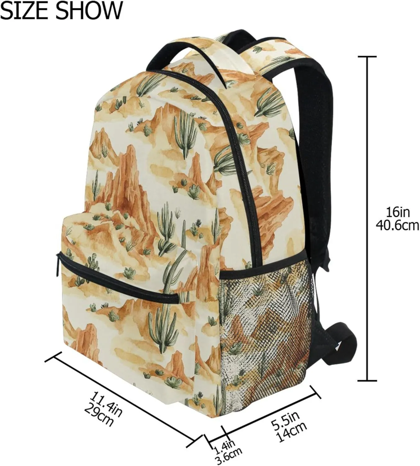 KLL Cute Backpack for Women Men Waterproof Travel Laptop Backpack with Chest Strap for College Work Western Cowboy Cactus Deep Canyons