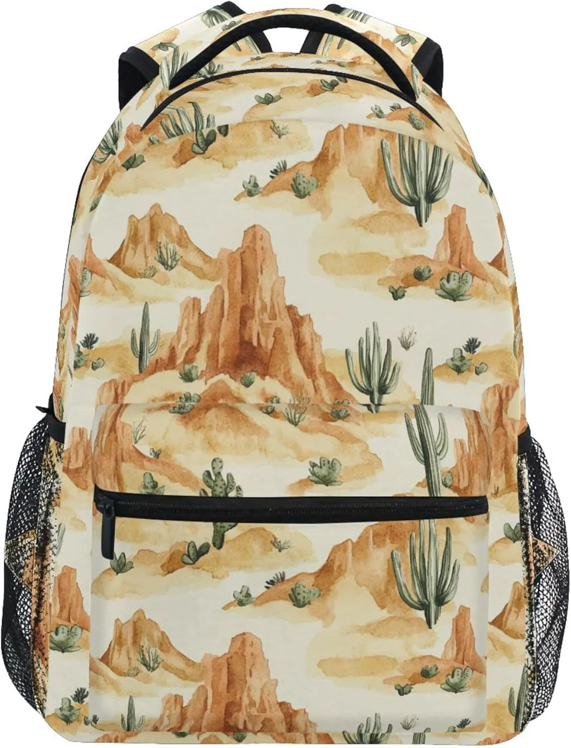KLL Cute Backpack for Women Men Waterproof Travel Laptop Backpack with Chest Strap for College Work Western Cowboy Cactus Deep Canyons