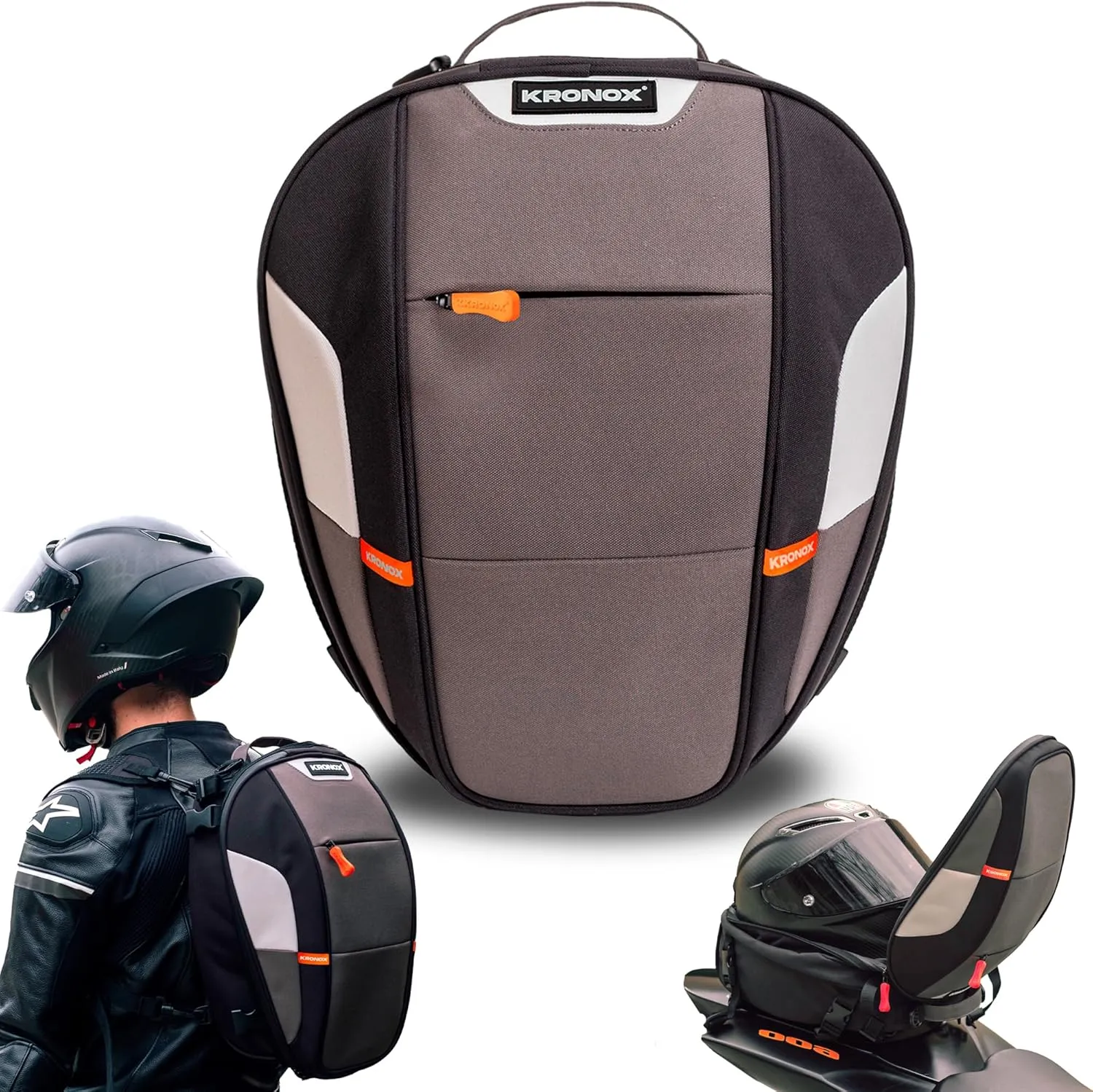 KRONOX Motorcycle Tail Bag – 25L Expandable Helmet Storage, Rear Seat Bag with Backpack Straps, Waterproof Cover, Universal Fit for Travel & Adventure