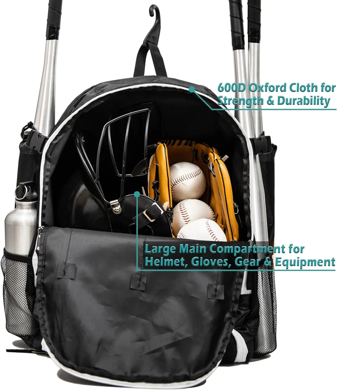 Ksports Baseball Backpack - Durable T-Ball & Softball Equipment Bag - Bat, Helmet, Glove, Gear Storage - Shoe Compartment & Fence Hook - Ideal for Amateur & Professional Players