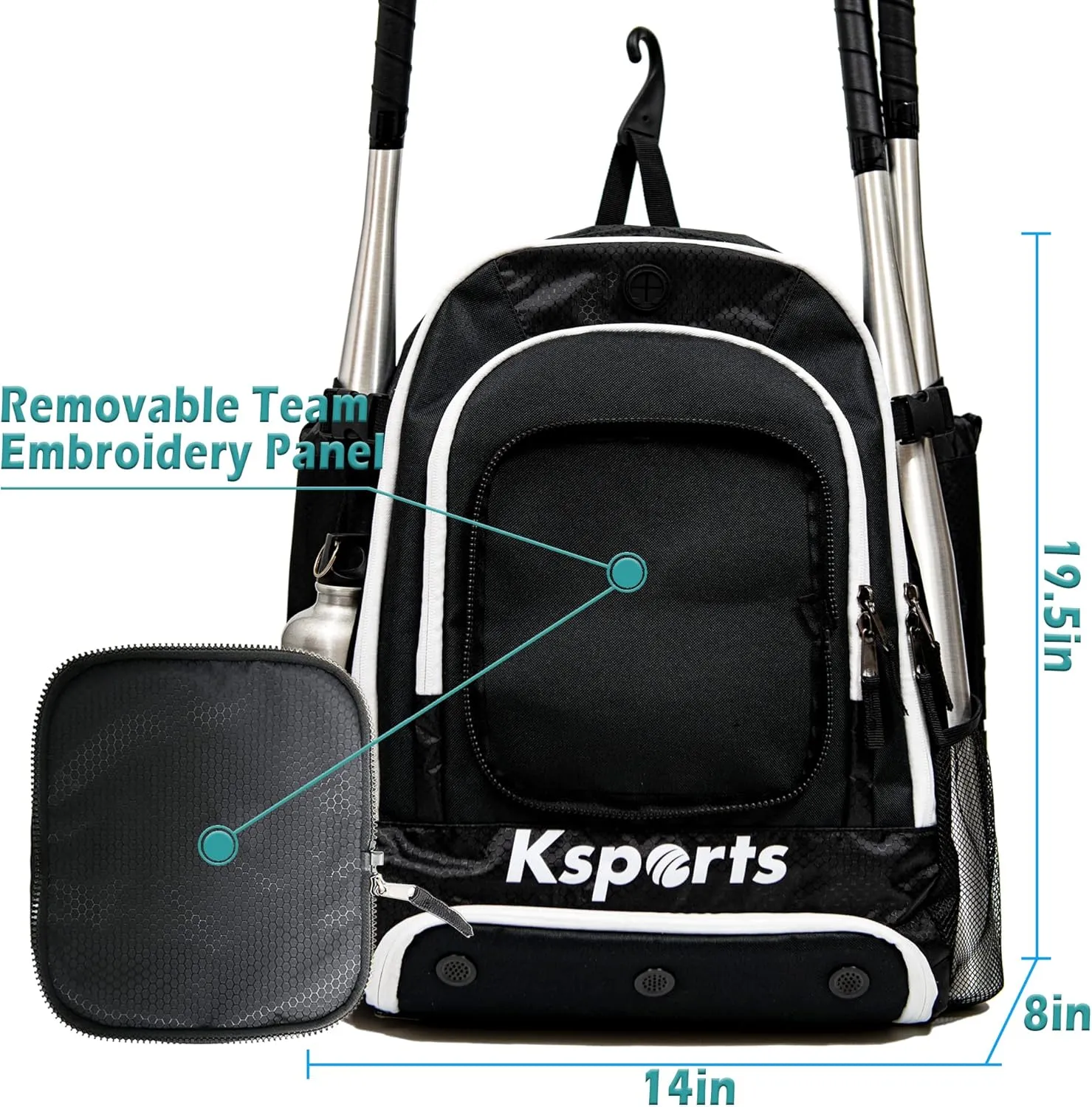 Ksports Baseball Backpack - Durable T-Ball & Softball Equipment Bag - Bat, Helmet, Glove, Gear Storage - Shoe Compartment & Fence Hook - Ideal for Amateur & Professional Players